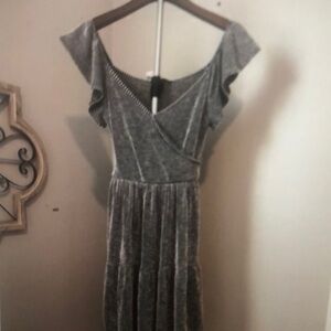 Elegant Gray Off-Shoulder Dress